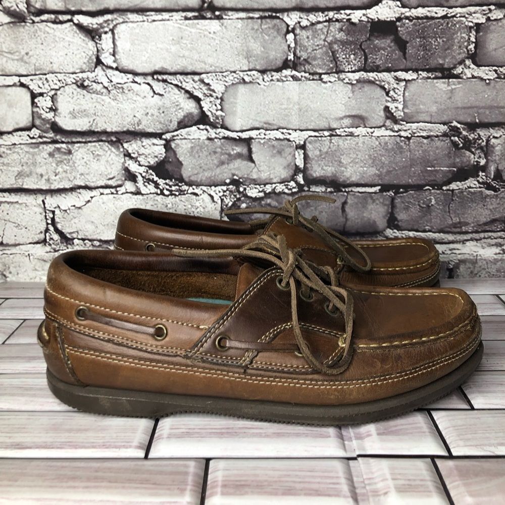 New Terrain Goodyear Brown Genuine Leather Boat Lace Casual Shoes Men Sz 8.5D US - Picture 6 of 15